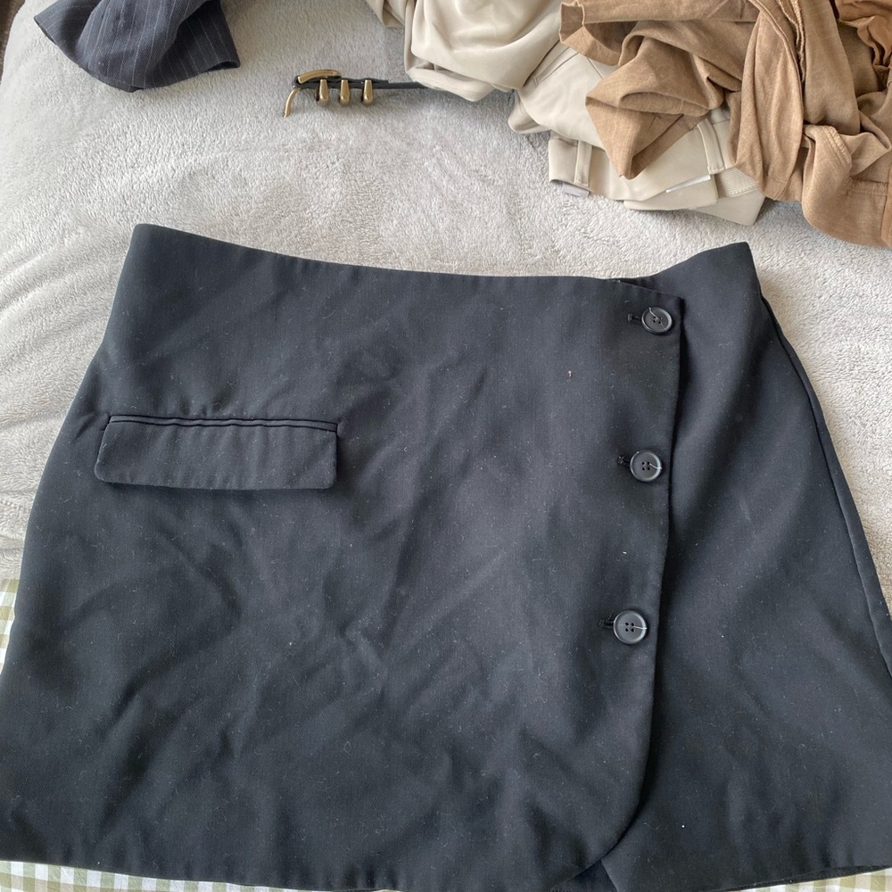 Black Button-Front Skirt